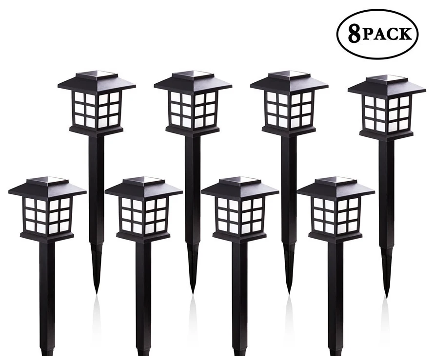 Energia da Bateria ao ar Livre à Prova Água para Landscape Solar Luz Caminho Lawn Lamp Auto d' Garden Path Quintal Luzes 8 Pcs Rgb Led 2 Lâmpadas solares