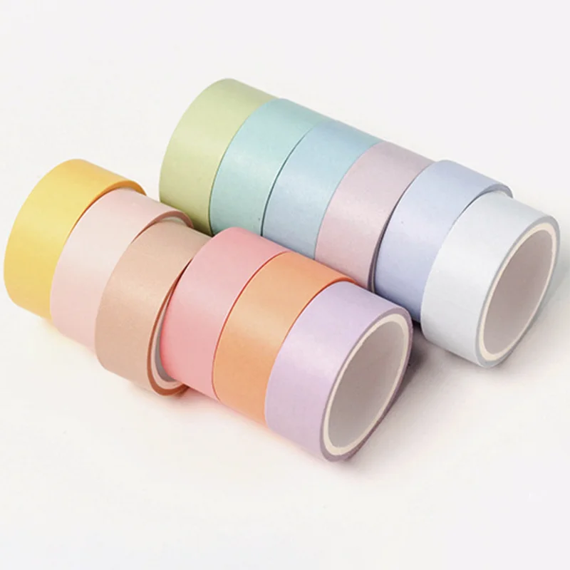 

12Pcs/box Kawaii Macaron Solid Color Washi Tape Set Creative DIY Decorative Adhesive Masking Tape Sticker Scrapbooking Supplies