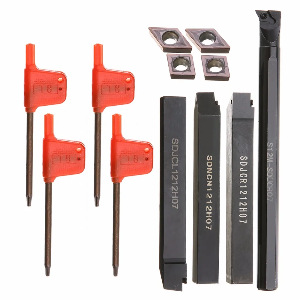

High Quality 4pcs Boring Bar Holder with 4pcs 4DCMT070204 Carbide Inserts For Lathe Turning Tool