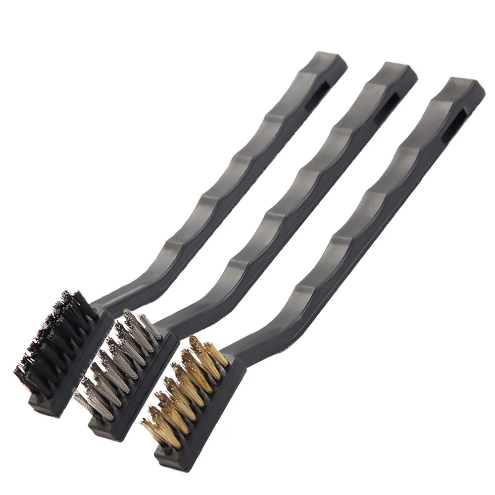 KSEIBI 331635 Mini Hand Wire Brush Set (Nylon, Brass, Stainless Steel