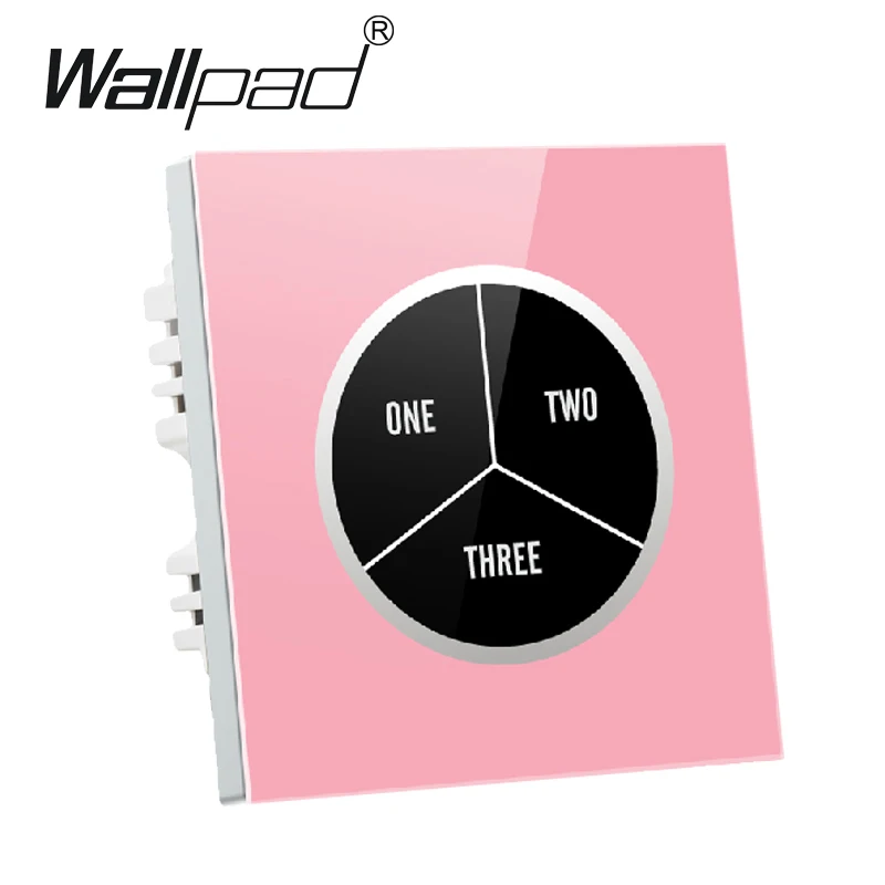 

High End Tempered Glass 3 gangs 2 way Pink Waterproof Touch Wall Light Switch 110V~250V Free Design touch wall switch