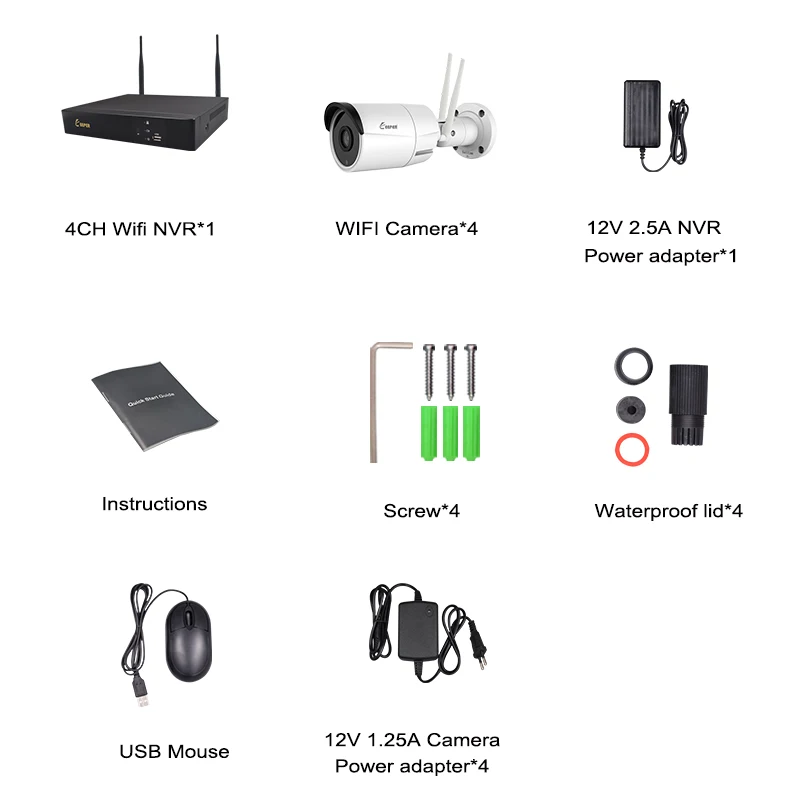 Хранитель WiFi NVR 1080P камера surekit комплект sony Беспроводная система видеонаблюдения Видео IP 2MP IMX323 двойные антенны наружная пуля IR 4