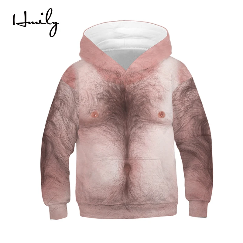 HMILY cool boy 3D hoodies muscle funny kids small size