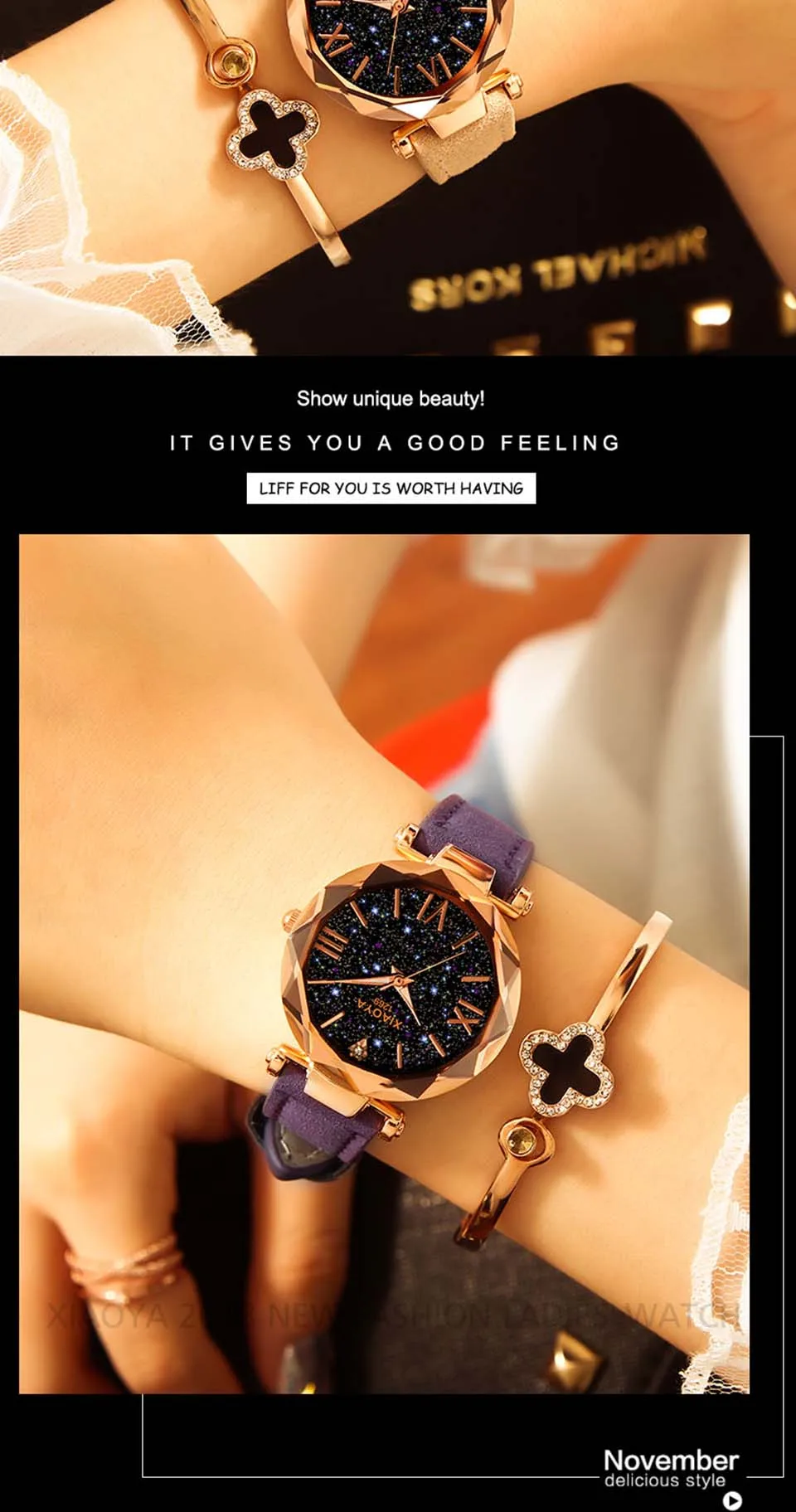 Женские часы Роскошные брендовые Zegarek Damski звездное небо женские наручные часы для кожи романтические женские часы Reloj Mujer XFCS