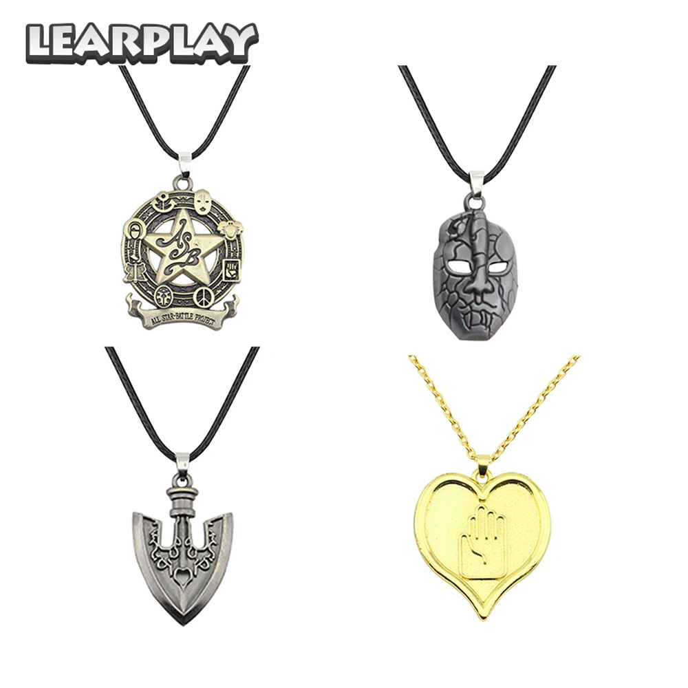 

Anime JOJO Bizarre Adventure Mask Star Heart Necklace Metal Rape Chain Pendant Higashikata Josuke Jewelry Party Accessories