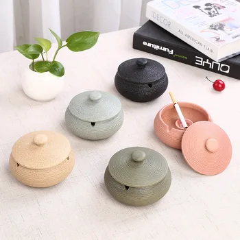 

Home Decor Water Wave Ceramics Ash Tray With Lid Creative Ashtray More Color Portable Anti-Scalding Cenicero Cigar Ashtray