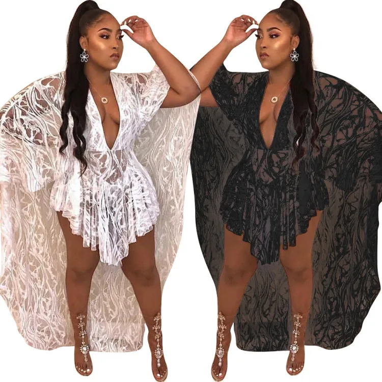 

New style African Women clothing Dashiki fashion Sexy v-neck lace dress with irregular hem size S - XL OYP903