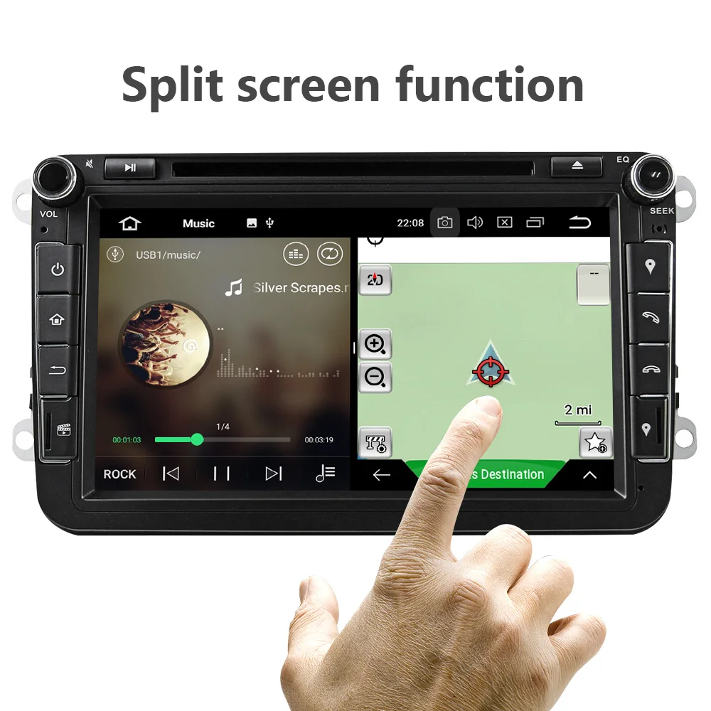 Skup Eunavi 2 din Android 9 octa core 4GB 64GB samochodowy odtwarzacz dvd dla VW Passat CC Polo GOLF 5 6 Touran EOS T5 Sharan Jetta Tiguan radio gps DSP