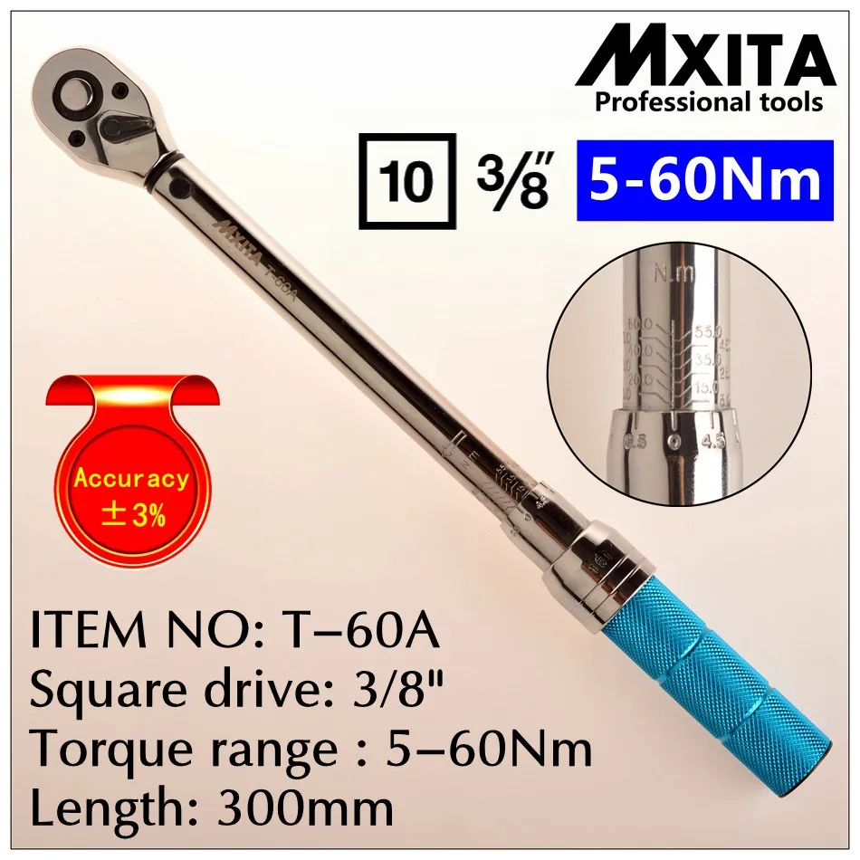 MXITA 1-400NM 3% точность профессиональный крутящий момент гаечный ключ инструменты нажмите Регулируемый ручной гаечный ключ с трещоткой гаечный ключ инструмент - Цвет: 5-60Nm