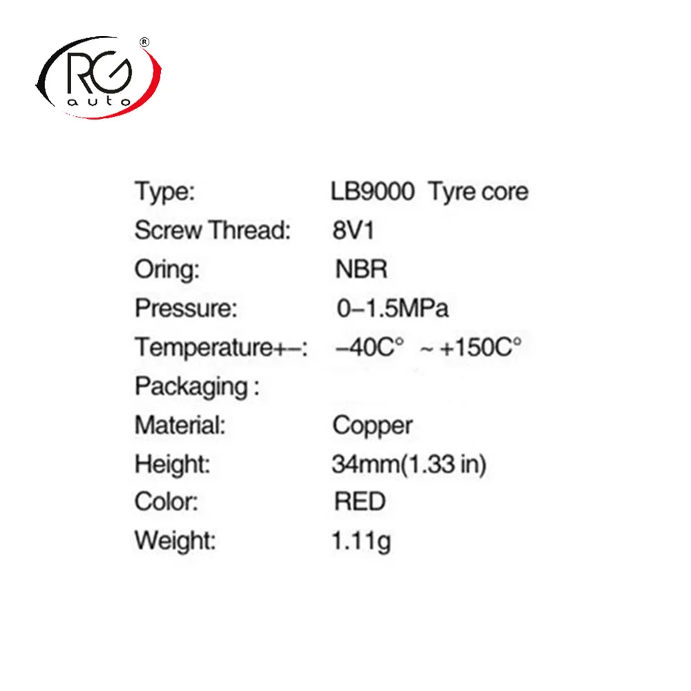 RGFROST 50pcs 8V1 34mm NBR Automotive Air-Conditioning LB9000 Tyre Core R12 R134a Refrigeration Tire Valve Stem Copper Cores