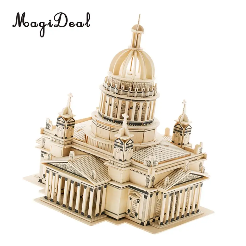 Wooden 3D Puzzle DIY Assembly Church Building Model Architecture Children Adult Puzzle Jigsaw Kids Toy Gift