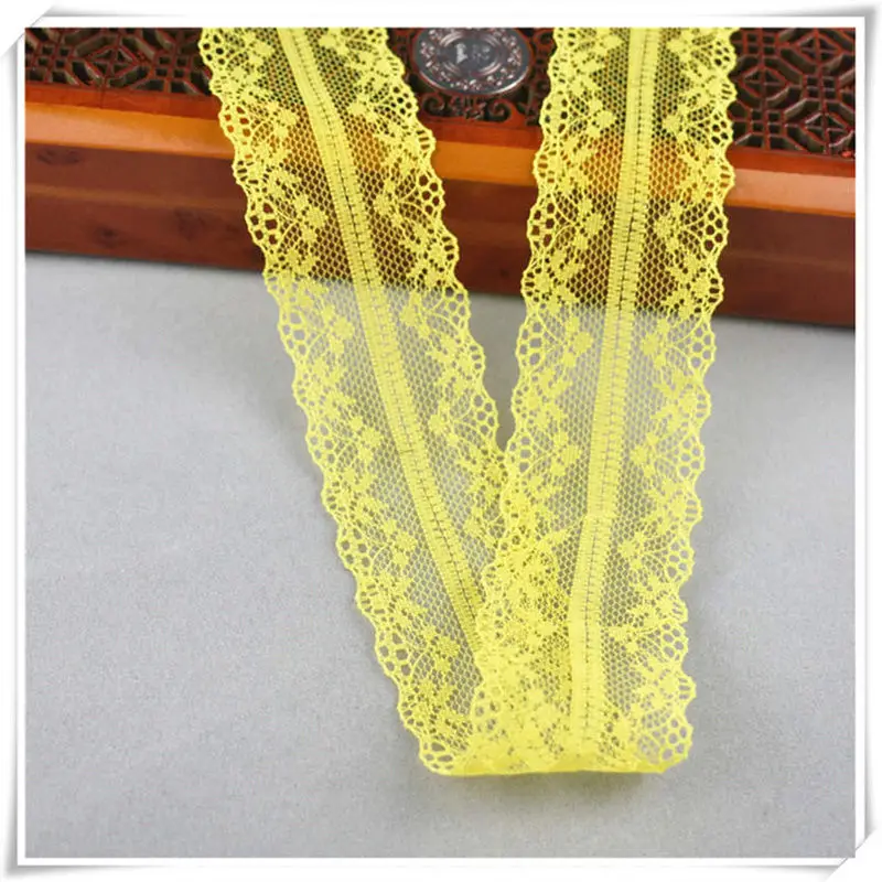 10yards african lace fabric White lace Ribbon3.8CM DIY french lace fabric embroidery net holiday decorations clothing lace Trims - Цвет: Yellow