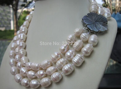 

new 12-14mm 3rows natural south sea white baroque pearl necklace 17-19inch>>> Wholesale Lovely Women's Wedding Jewelry