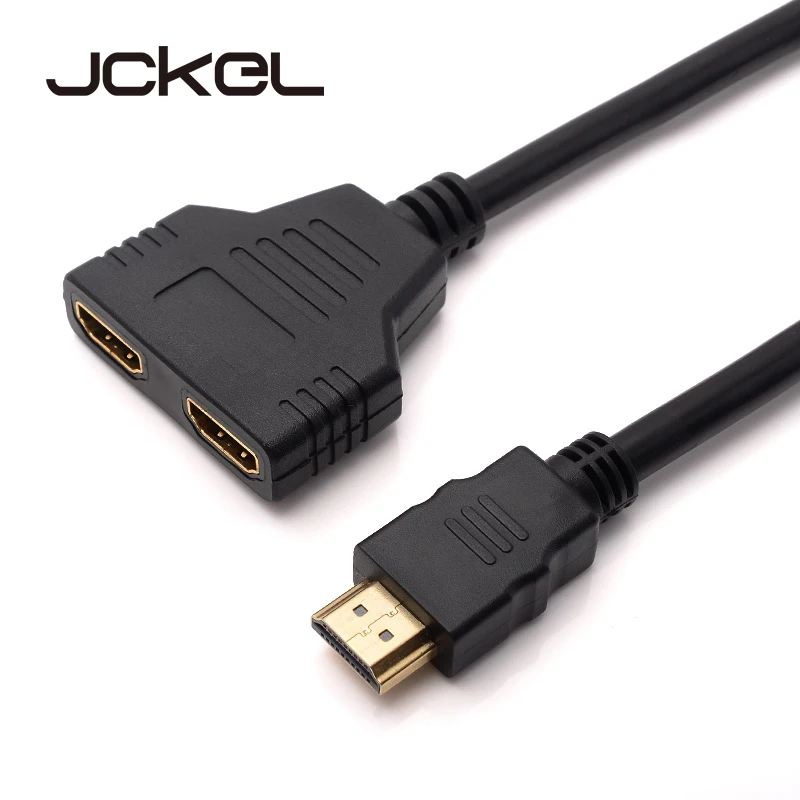 

JCKEL 1080P HDMI Splitter 1x2 Ports Male Female Switcher Hub Adapter Video Switch Cable for DVD HDTV Xbox PS3 PS4 STB Projector