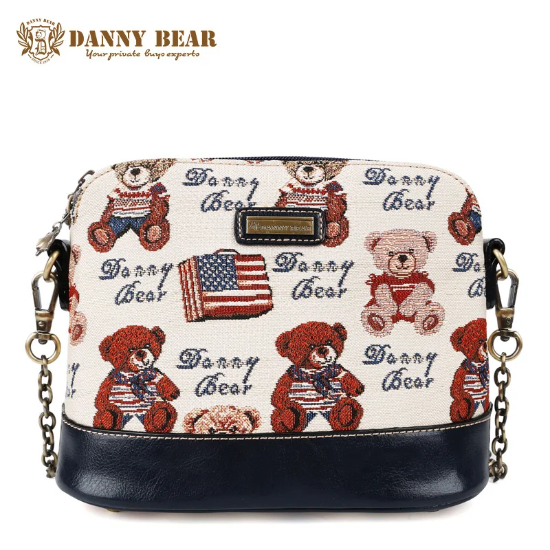 

DANNY BEAR Brand Designers Women Messenger Bag Teenager Girls Cute Small Cross Body Bags Blue Vintage Shoulder Crossbody Bags