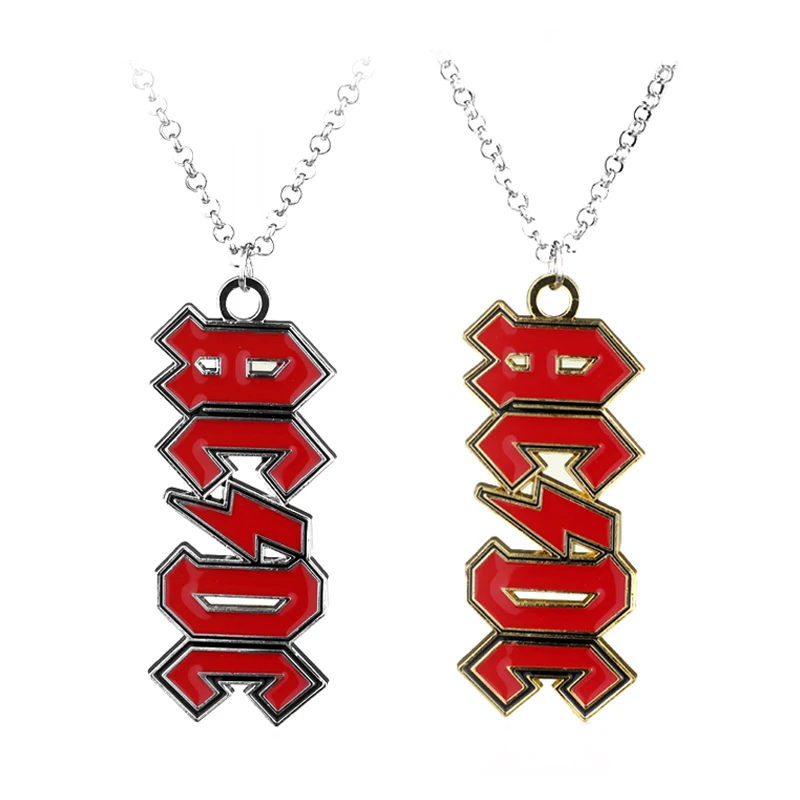 

Hot Rock Music Band AC/DC Red Logo ACDC Necklace Music Band Fans Love Metal ACDC Fashion Jewelry Necklace For Men Women Gift