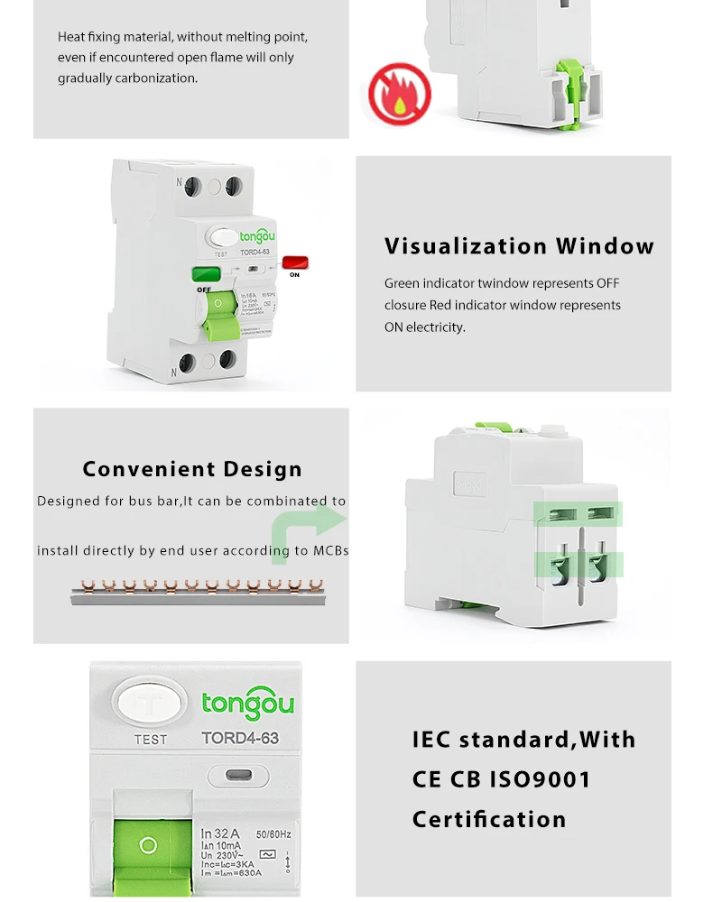 AC 2P 32A 10 мА электронный Тип RCCB RCD 110 в 230 В узловой ток автоматический выключатель TORD4-63