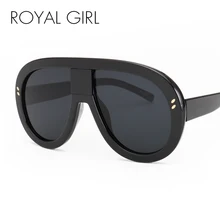 ROYAL GIRL Oversized 2018 New Women Brand Designer Vintage Mirror Big Frame Rivet Shades Style Ladies Eyewear Glasses ss192