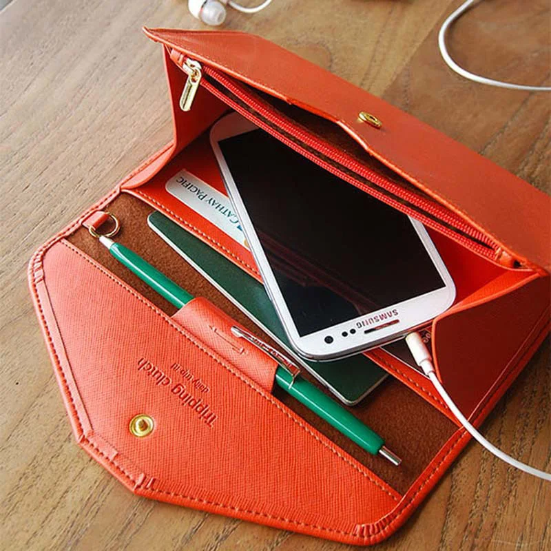 2016 Elegant Lady Wallet Synthetic Leather Envelope Design Women Wallets Hasp Candy Color Clutch 9 Colors Female Money Purses