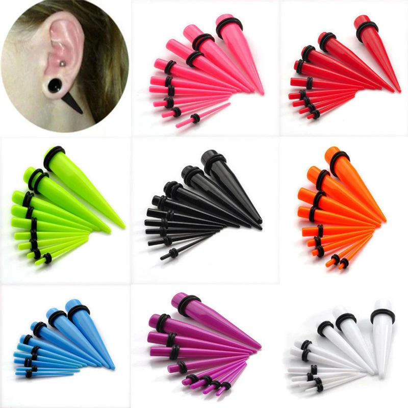 KJM FASHION 2PCS Acrylic Flesh Spiral Hand Painted Cool Taper Ear Plug Gauge Stretching Expander Earring Piercing Jewelry Choose Sizes