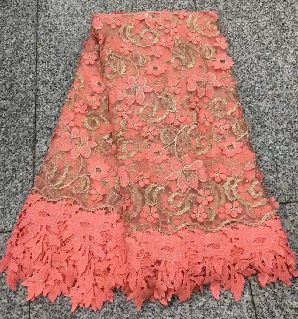 

2018 Cheap French Net Lace FABRIC Embroidered peach African Lace Fabric High Quality For Party Dress