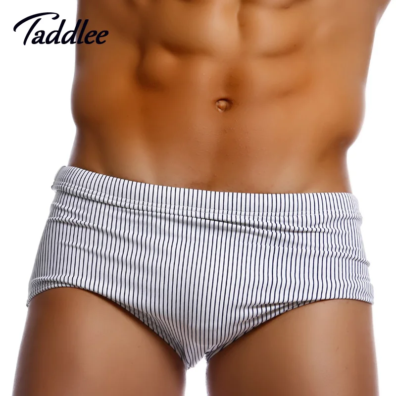 taddlee uomini di marca costumi da bagno brasiliani tradizionale taglio costumi da bagno di sport degli