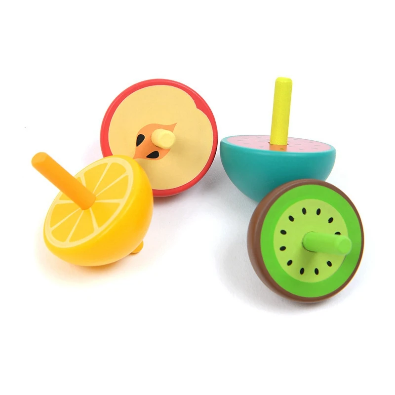 

1pcs Wood Gyro Adult Antistress Wood Fruit Gyro Toys Desktop Spinning Tops Kid Classic Toys Children Four Colors To Choose From