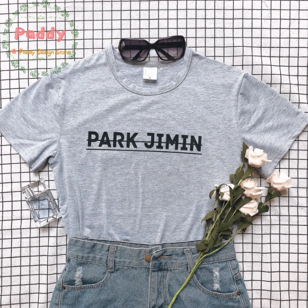 OKOUFEN Tumblr, модная Футболка KPOP PARK JIMIN, уличная футболка с круглым вырезом, Женский Топ, повседневная хлопковая футболка, топ, плюс размер, Прямая поставка