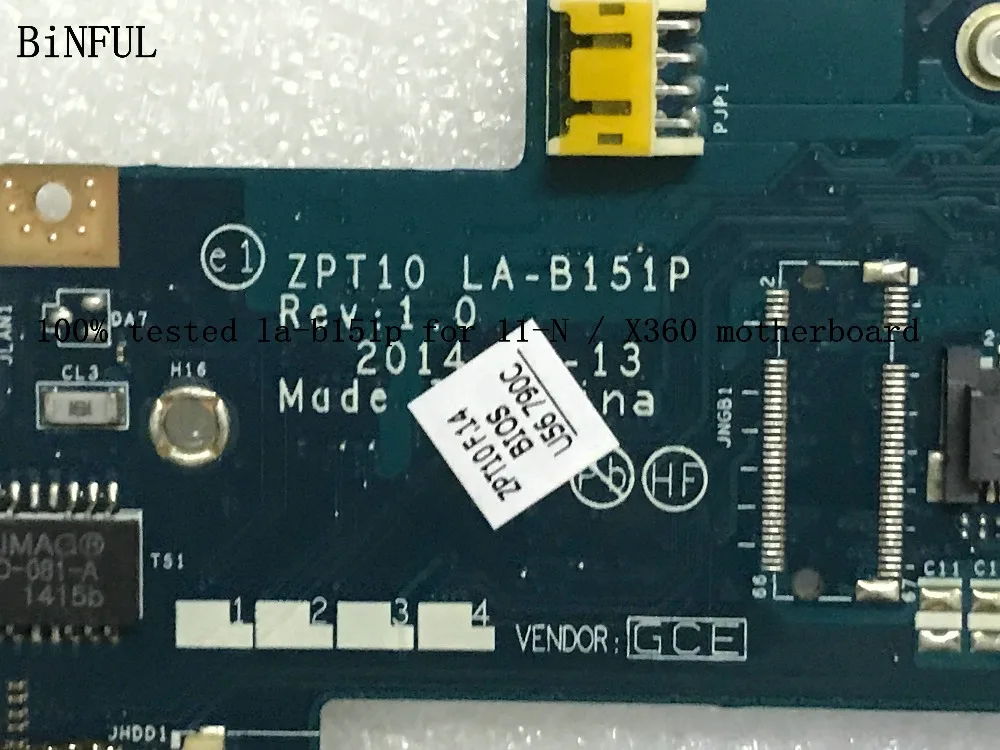  BiNFUL STOCK 100% TESTED ZPT10 LA-B151P FIT FOR HP 11-N X360 LAPTOP MOTHERBOARD onboard processor(Q