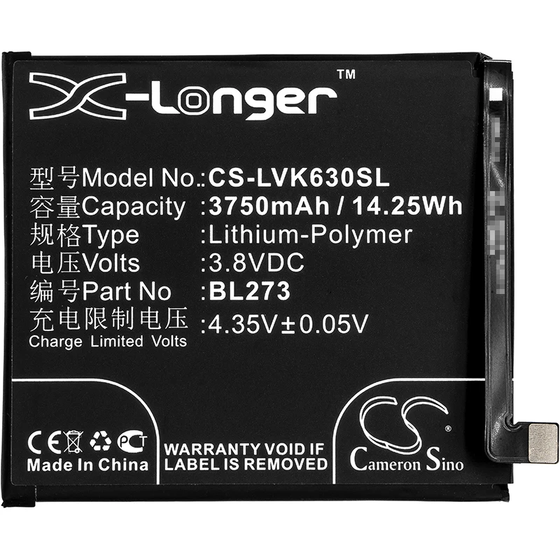 

Cameron Sino 3750mAh Battery For Lenovo K6 Note,K6 Note Dual SIM,BL273