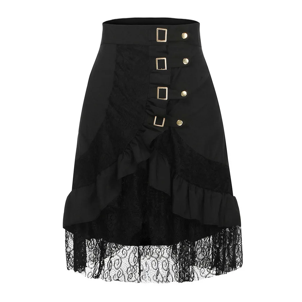 

Sleeper #401 2019 NEW FASHION Women's Steampunk Clothing Party Club Wear Punk Gothic Retro Black Lace Skirt solid Free Shipping
