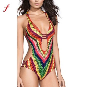 

feitong Sexy Bodysuit Women Bodycon Jumpsuit Rompers 2017 Summer Beach Backless Swimsuit Bikini Women One Piece Bandage Swimwear