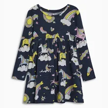 

Baby Unicorn Dress Princess Girls Fall Dress Children Clothing Costume Party Striped Cotton Toddler Dresses Christmas Clothes