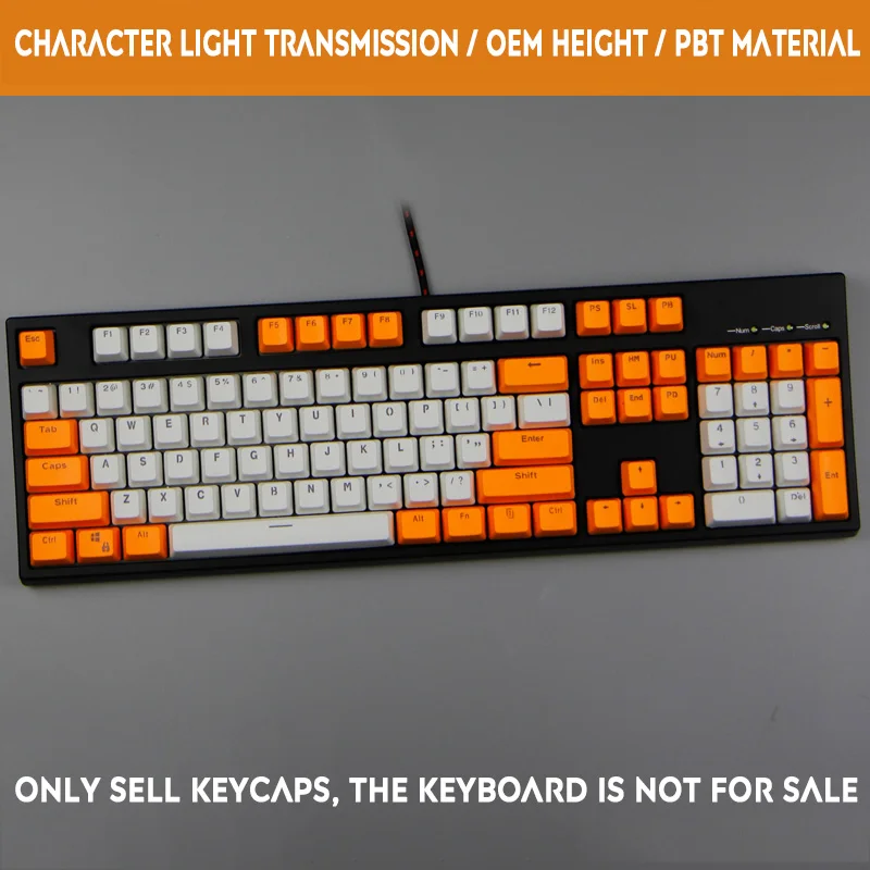 104 ключ PBT капля дождя Dolch пользовательская механическая клавиатура Keycap двойной цвет слово прозрачная подсветка Keycap для Cherry MX - Цвет: Orange-White