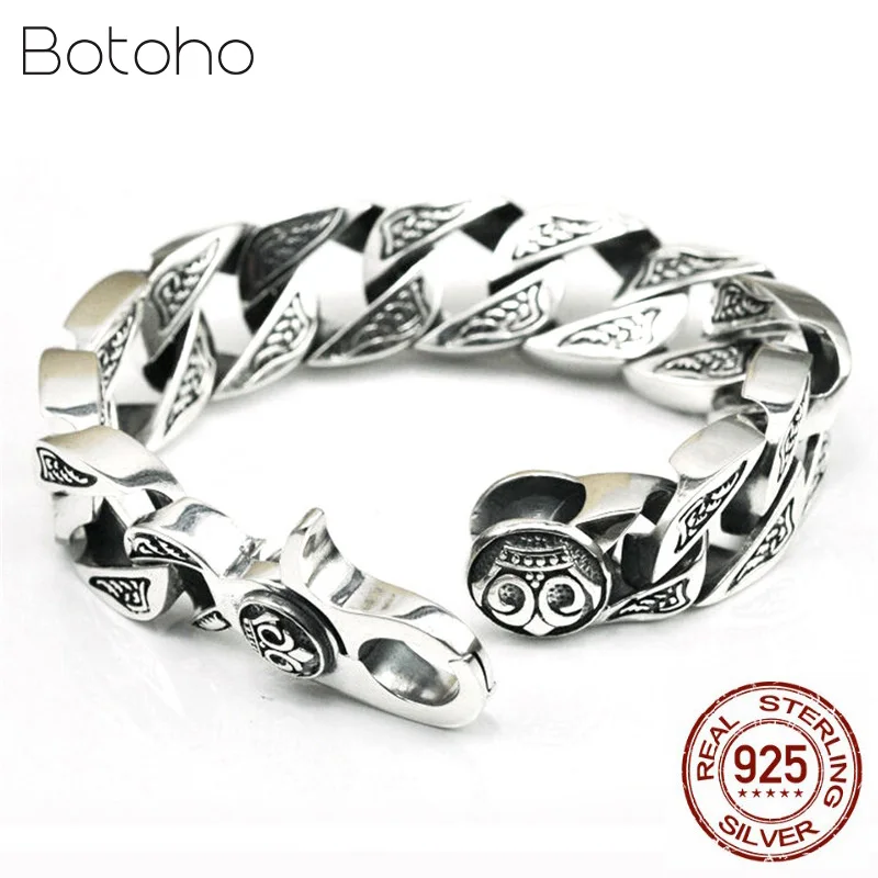 Pure Handmade Men Jewelry 100% 925 sterling Silver Bracelet Black Retro Heavy Thai silver Fashion Jewelry Skeleton Man Bracelets Pure Handmade Men Jewelry 100% 925 sterling Silver Bracelet Black Retro Heavy Thai silver Fashion Jewelry Skeleton Man Bracelets