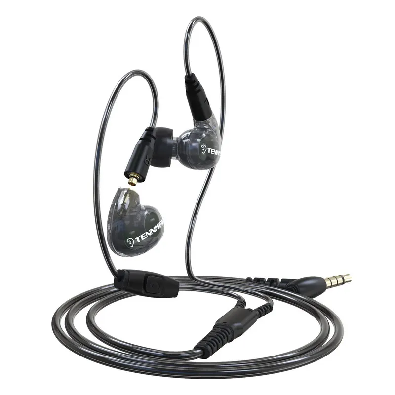 fone de ouvido preto com cabo mmcx