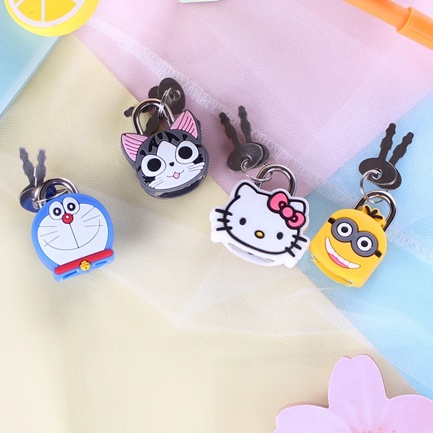 

Mini Cute Cartoon Padlock Dormitory Drawer Anti-theft Lock With Key for Handbag/Luggage/Craft Diary/Toy Box Kid Gift Stationery