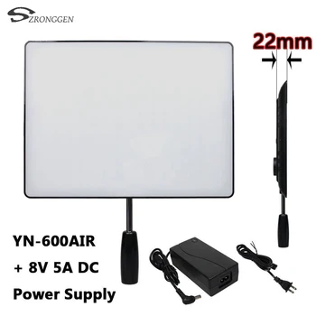

YONGNUO YN600 Air Ultra Thin LED Camera Video Light 3200K-5500K for Canon Nikon Pentax Olympas Samsung DSLR+Power Supply