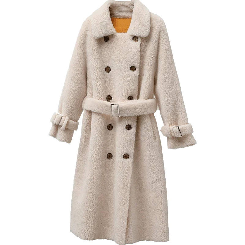 

Autumn Winter Coat Women Clothes 2019 Korean Real Fur Coat Streetwear Wool Jacket Vintage Sheep Shearling Suede Lining ZT3444