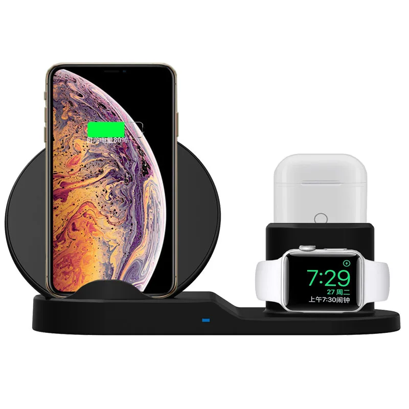 FMAN 3 в 1 Qi Быстрое беспроводное зарядное устройство Подставка для iPhone 8 X Plus Apple Watch зарядная док-станция