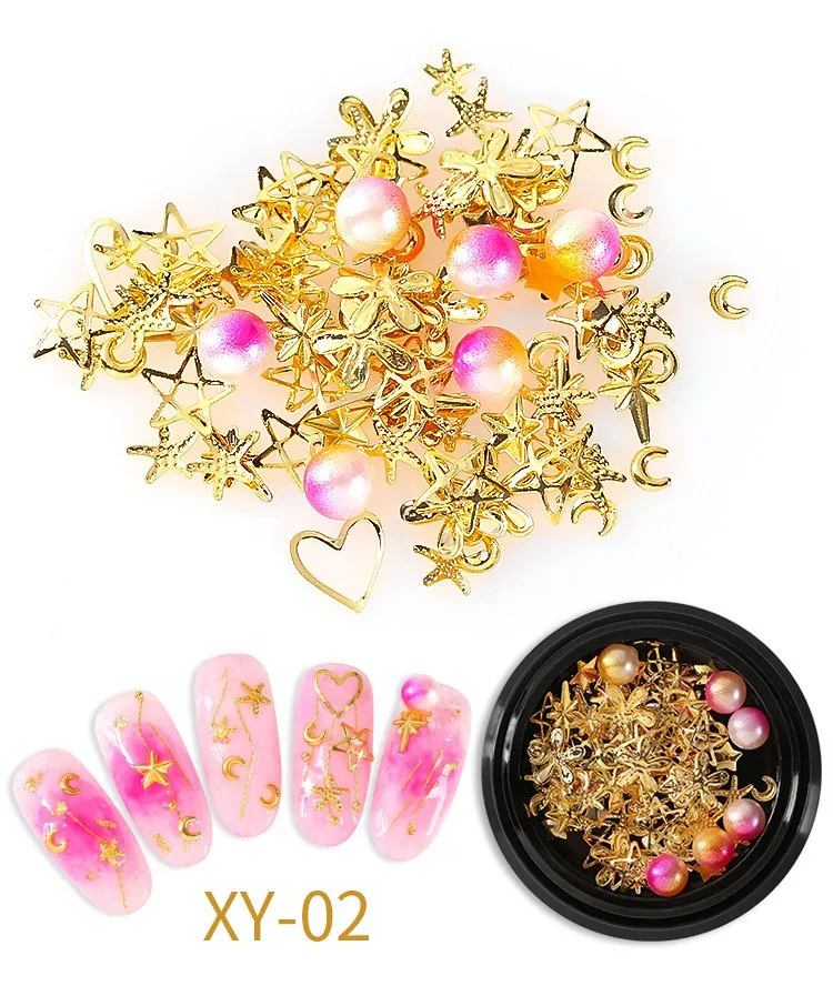 1 горшок металлический каркас 3d-украшения для ногтей шпильки золотые заклепки маникюрные ногти аксессуары Принадлежности для ногтей - Цвет: POTXY02