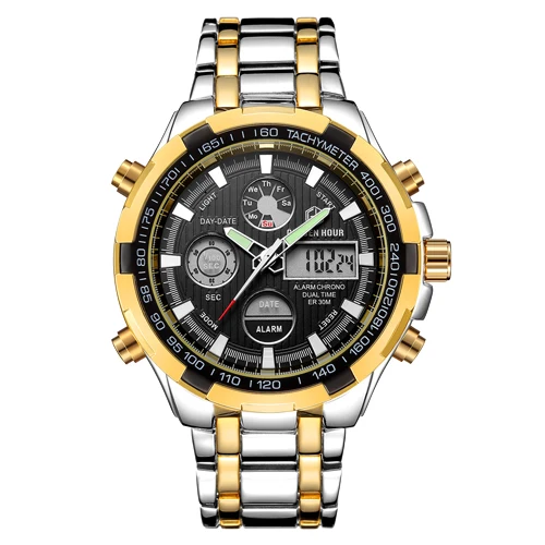 GOLDENHOUR Роскошные брендовые кварцевые наручные часы аналоговые цифровые часы мужские армейские военные спортивные часы мужские часы - Цвет: S G B