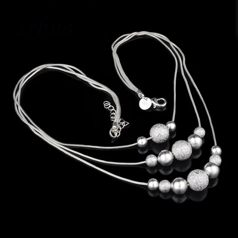 

ZRHUA Charm 925 Sterling Silver Necklaces for Women Girl Round Pendant Choker Necklace Jewelry Party Anniversary Gifts Bijoux