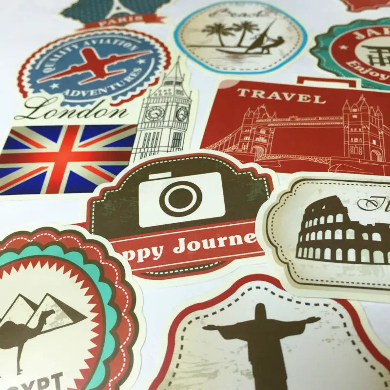 Waterproof Removable Car Sticker World Traveller Vintage Travel