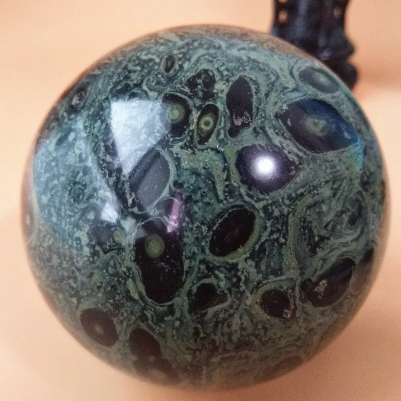  6/7/8/9CM Natural green peacock stone crystal ball stone beautiful home decorative balls desk feng 