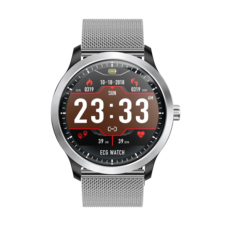 Makibes BR4 ECG PPG мужские Смарт-часы с электрокардиографом ЭКГ дисплеем, Холтер ЭКГ монитор сердечного ритма кровяное давление smartwatch - Цвет: Silver