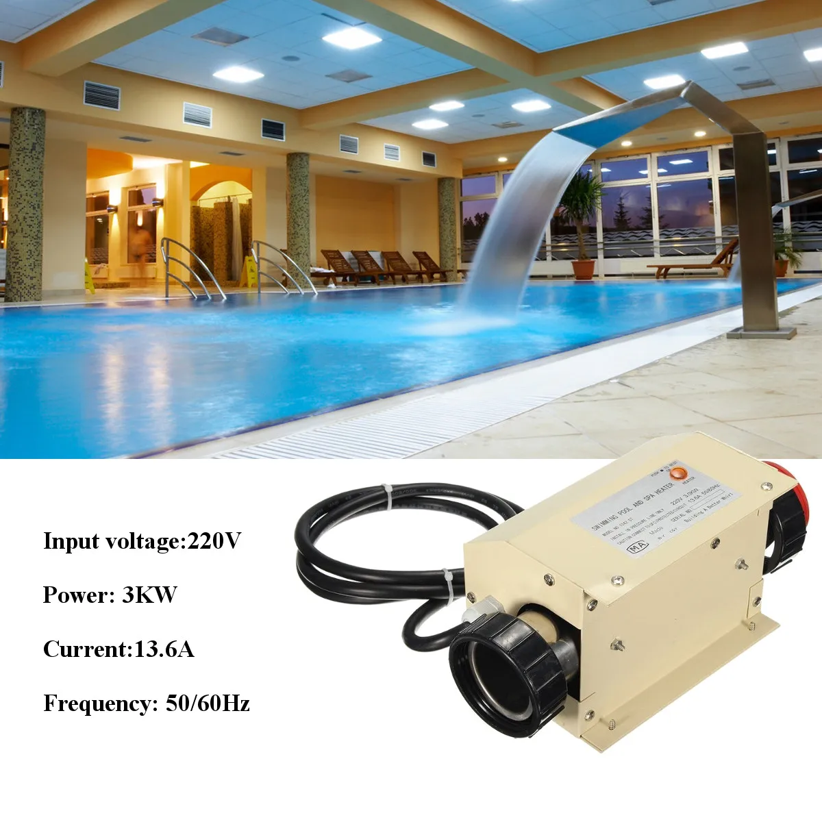 

SPA Heater Water Sports 3KW Electric Swimming Pool SPA Bath Heating Tub Water Heater Thermostat 220V Swimming Pool Accessories