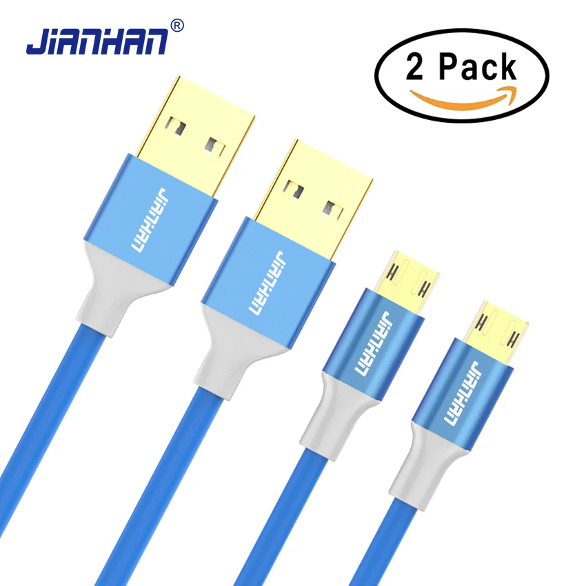 

2 Pack Reversible Micro USB Cable Fast Charging Data Sync Cables Cords Android Phone Cable for Xiaomi,Samsung S4 S6,LG,Sony,HTC
