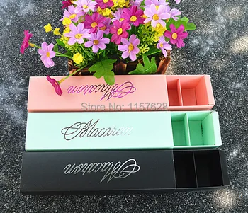 

Free shipping 20 Pcs High Quality pink/ green/black macaron box packaging drawer type 20.5*5.4*5.3cm