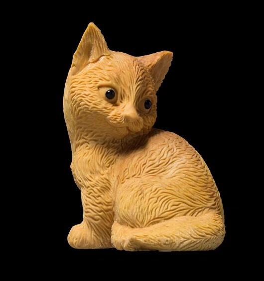 Отличный маленький лист, коробка, скульптура из дерева, креативная твердая скульптура из дерева, котенок, ручная резьба, ручная работа